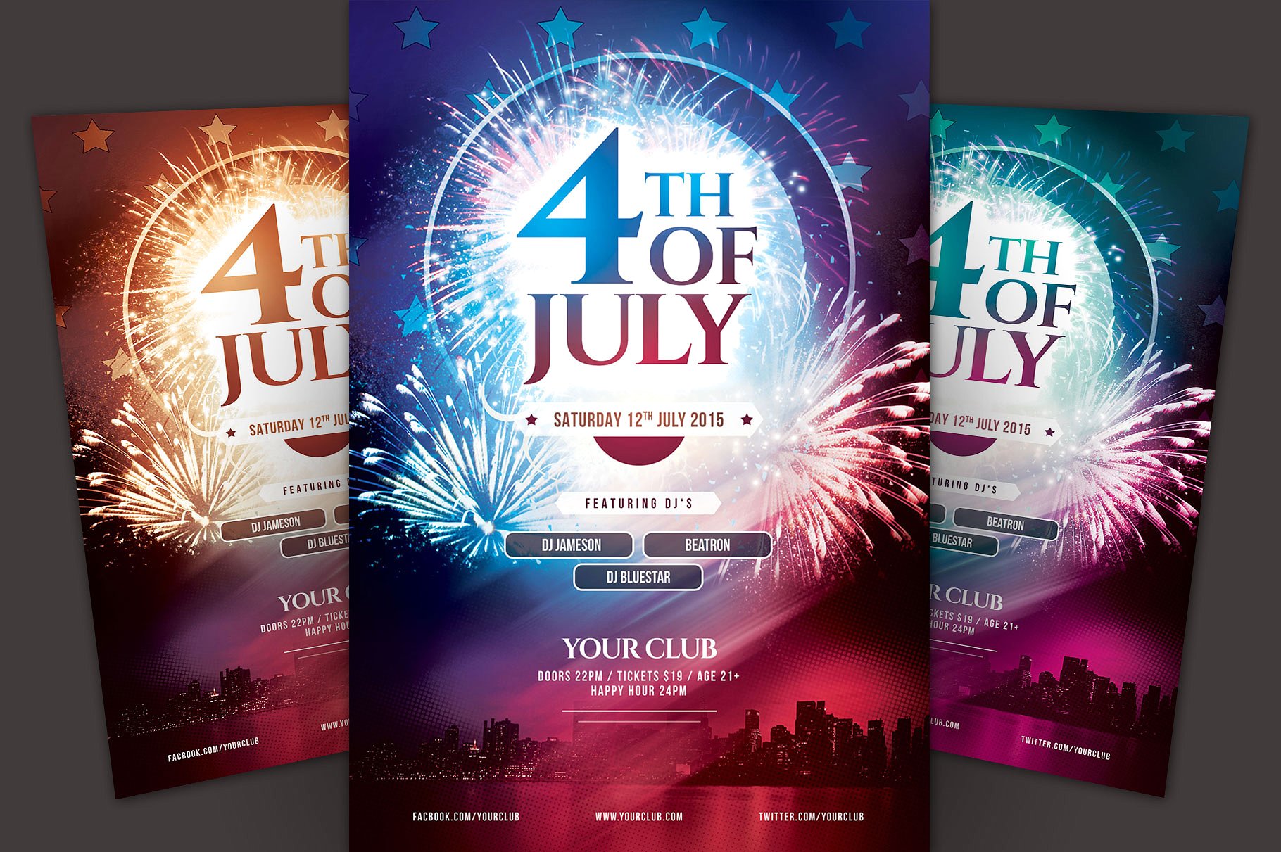 美国独立日活动海报传单模板 4th of July Flyer Template