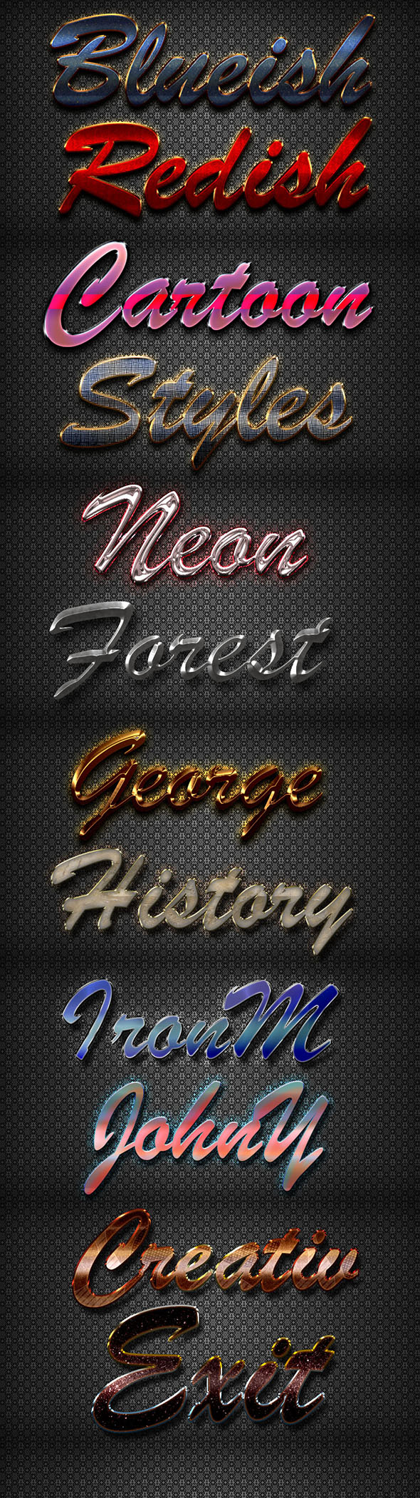 10款3D质感字体的Photoshop图层样式下载[psd]