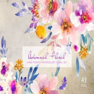 秋天花卉水彩剪贴画 Autumnal Floral- Watercolor Clipart