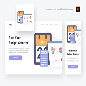 网站设计项目预算规划概念插画[AI&SVG] Planning Budget Illustration (Illustrator & SVG)