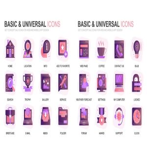 现代扁平化渐变设计风格基础通用常用图标素材