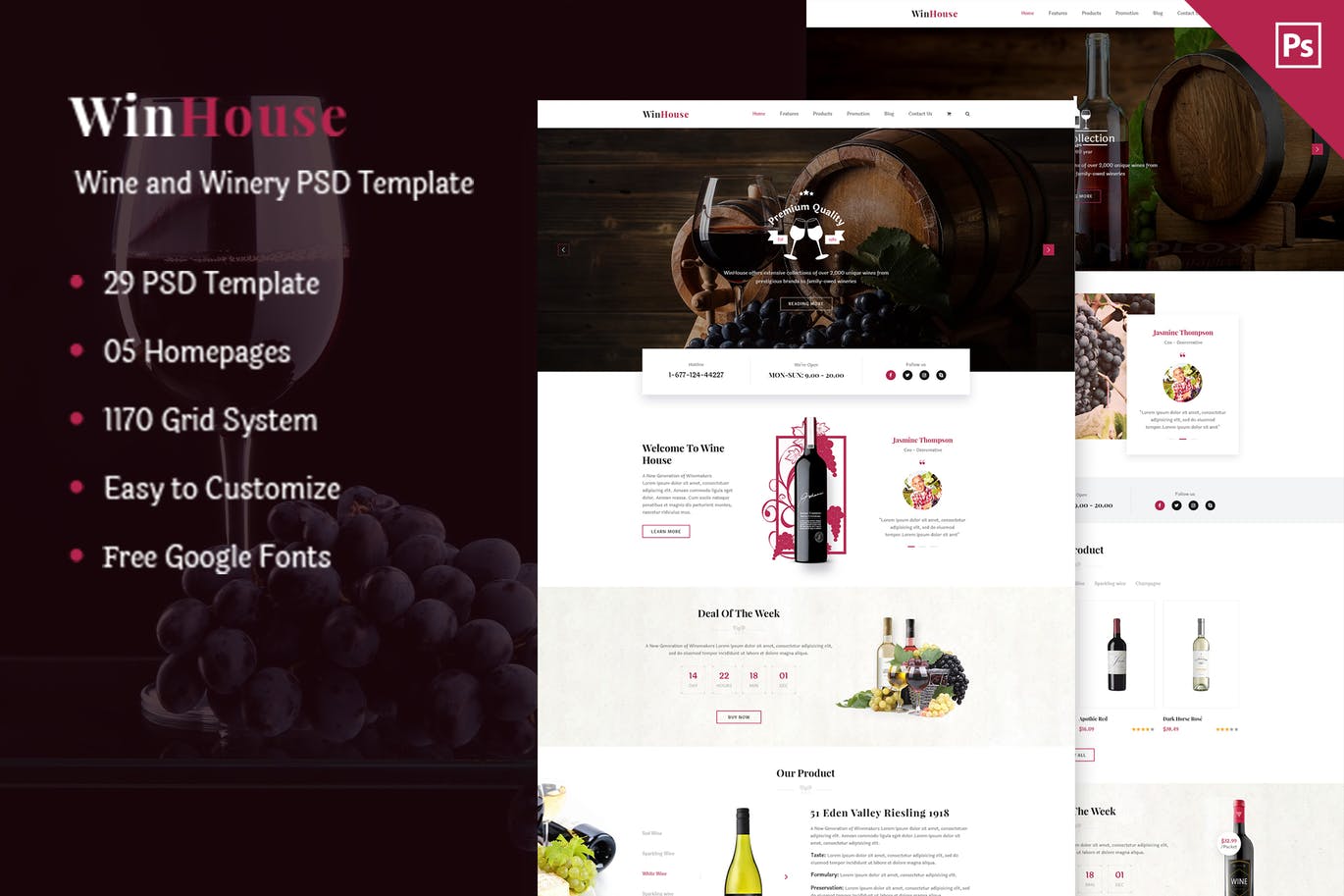 葡萄酒品牌网站设计PSD模板 Wizym | Wine & Winery PSD Template