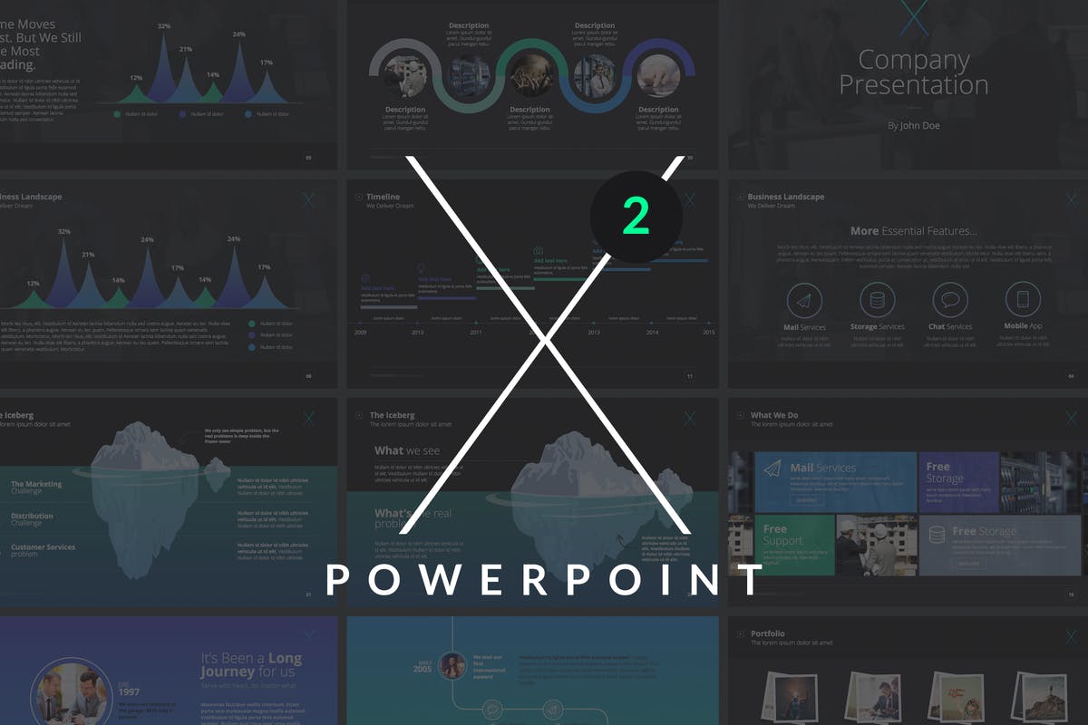 十分适合数据分析演示的多图表PPT幻灯片设计模板 X Note (VOL.02) – Powerpoint Template