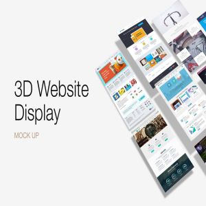 网站设计展示多维演示样机模板 3D Website Display Mockup插图1