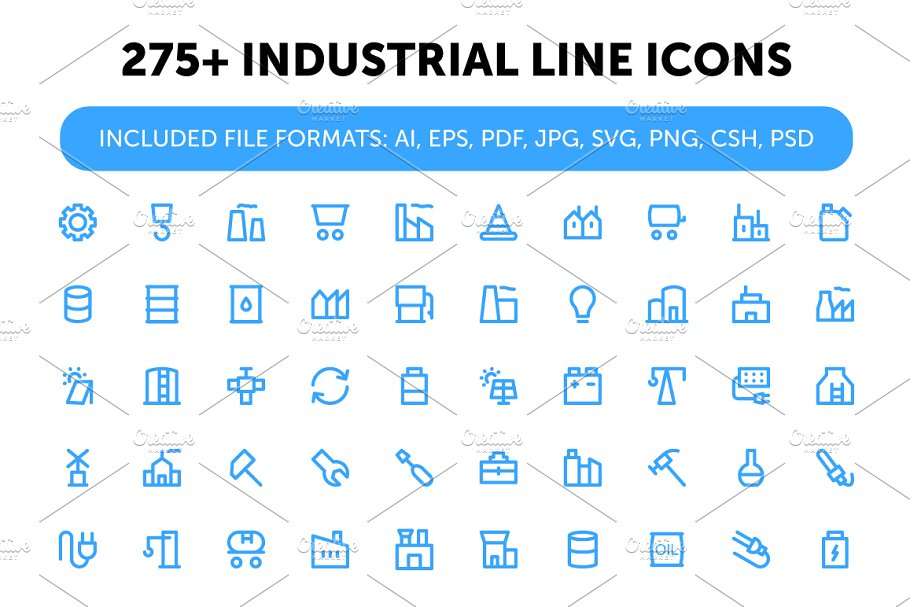 275+工业生产线型图标集合  275+ Industrial Line Icons