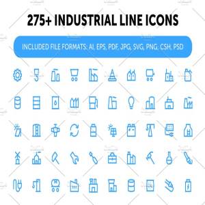 275+工业生产线型图标集合  275+ Industrial Line Icons