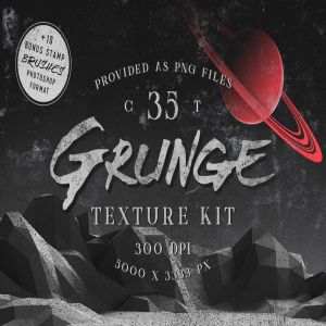 墨水、油漆制斑驳做旧风格纹理合集 Grunge Textures Kit