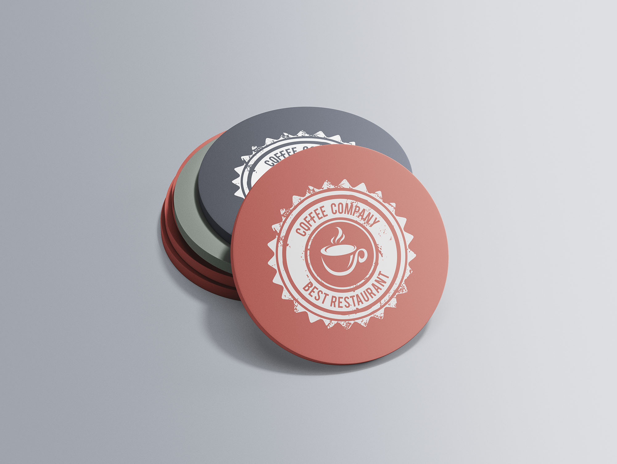 咖啡杯杯垫设计图样机模板 Circular Coaster Mockup