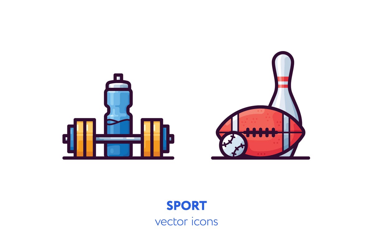 体育运动主题手绘矢量图标 Sport icons[AI, EPS, SVG]