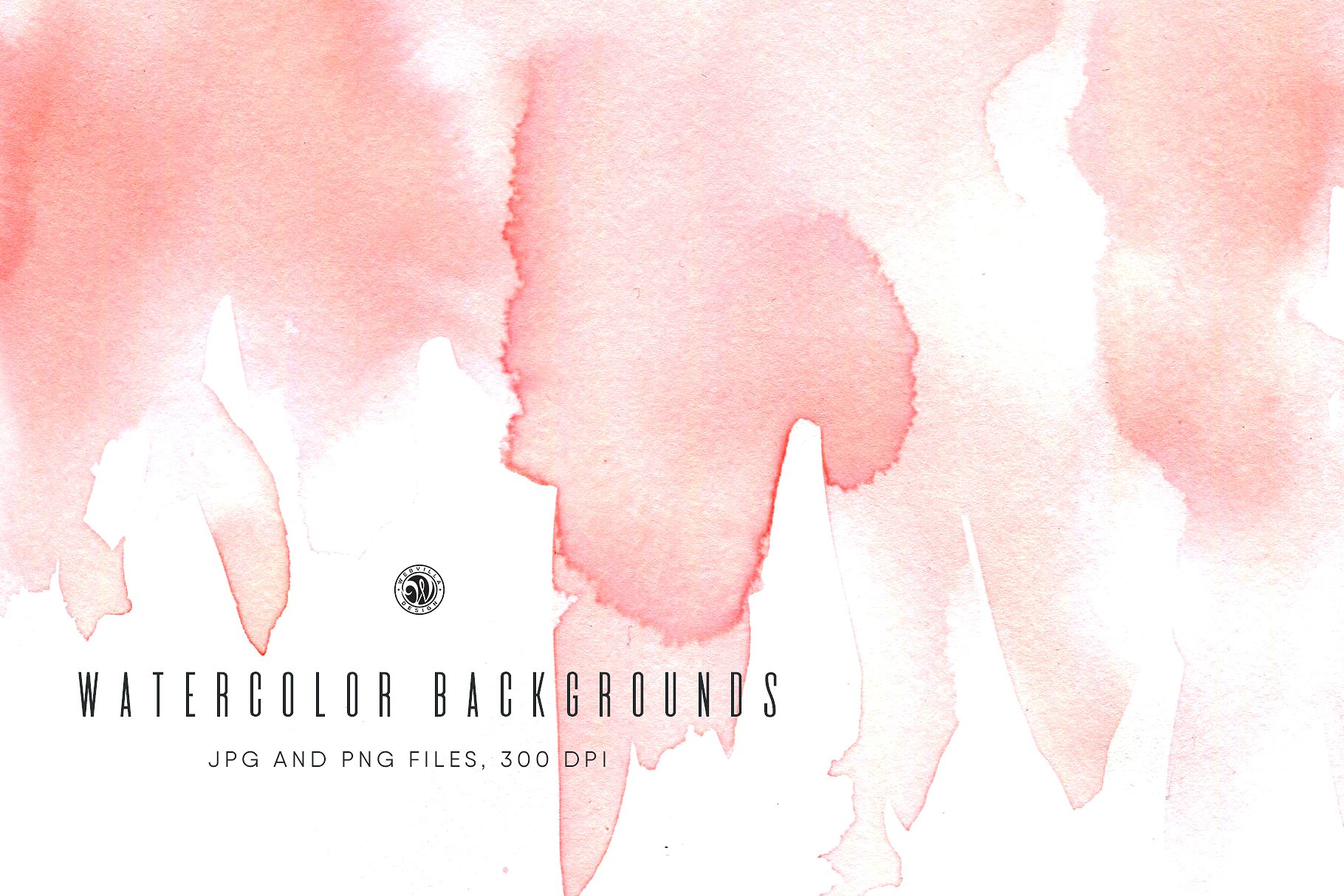 不规则抽象晕染粉彩剪贴画 Watercolor Pink Backgrounds