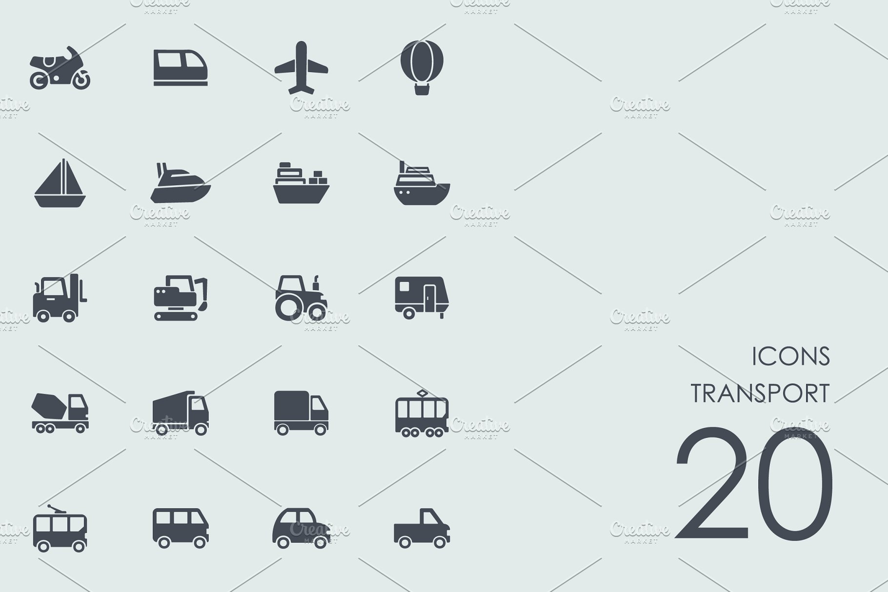 常见交通工具图标素材 Transport icons