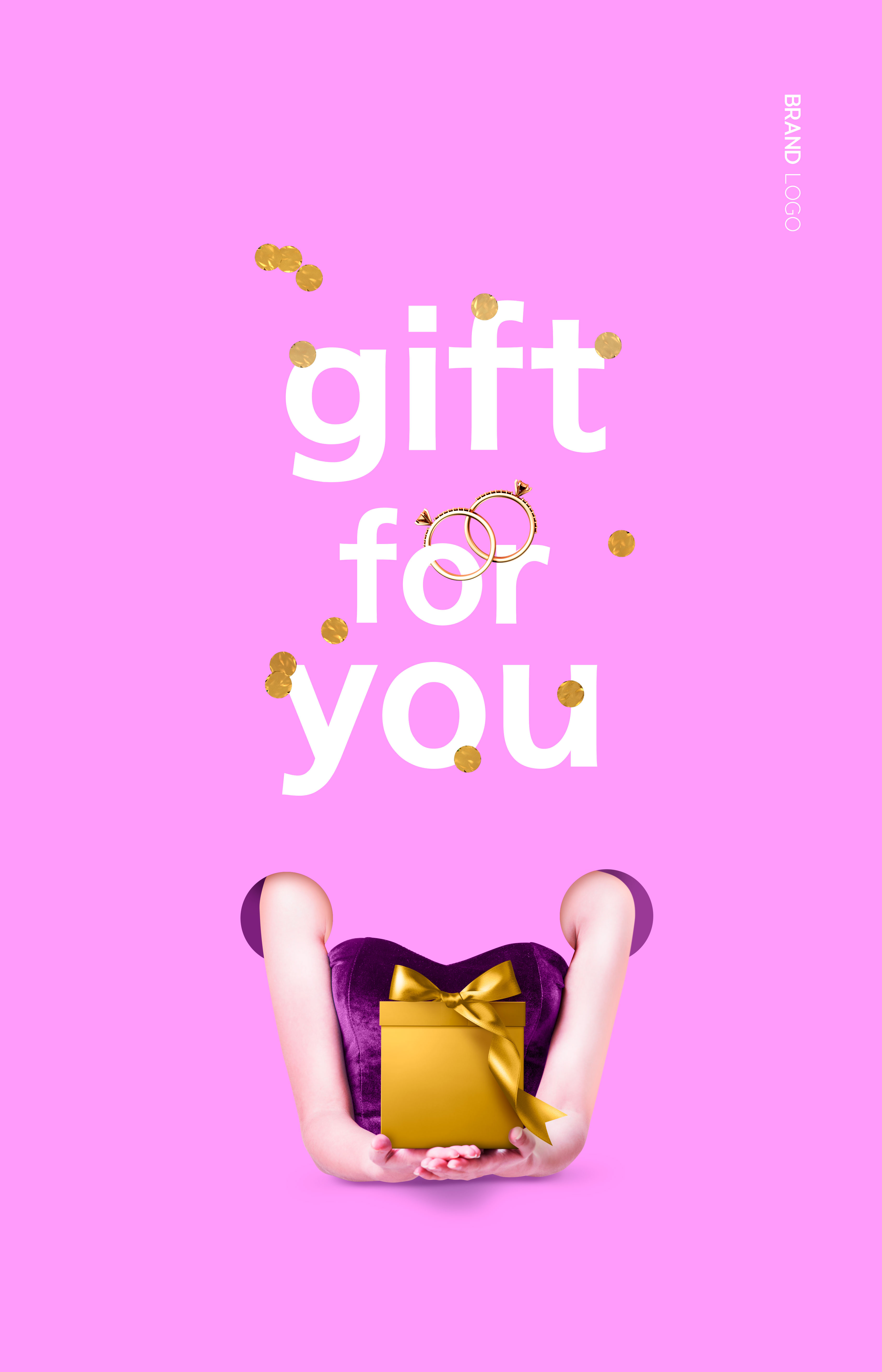 粉色系送礼主题海报psd素材