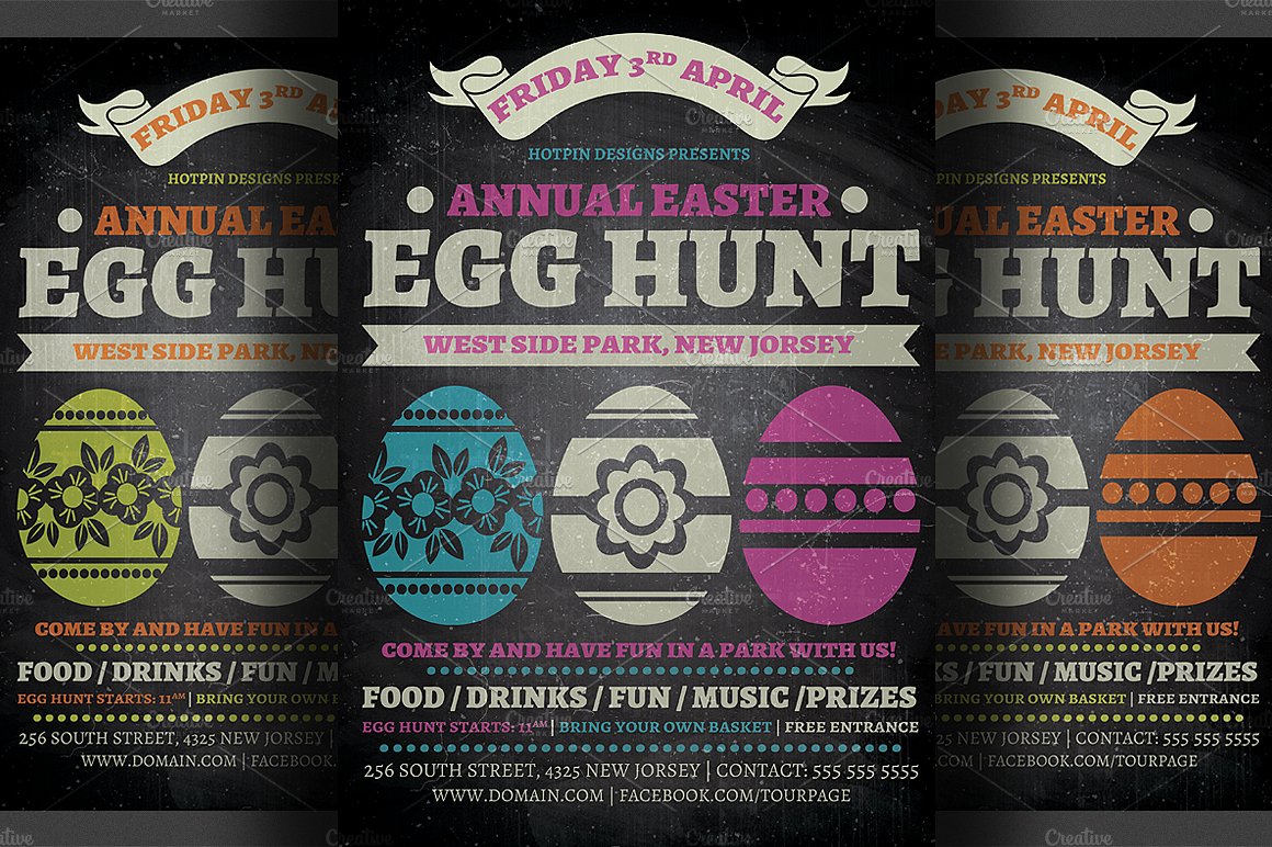 复活节彩蛋聚会活动传单模板V2 Easter Egg Hunt Flyer Template v2