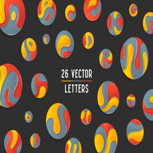 抽象矢量彩色字母名片设计素材 Vector alphabet with cards templates插图2