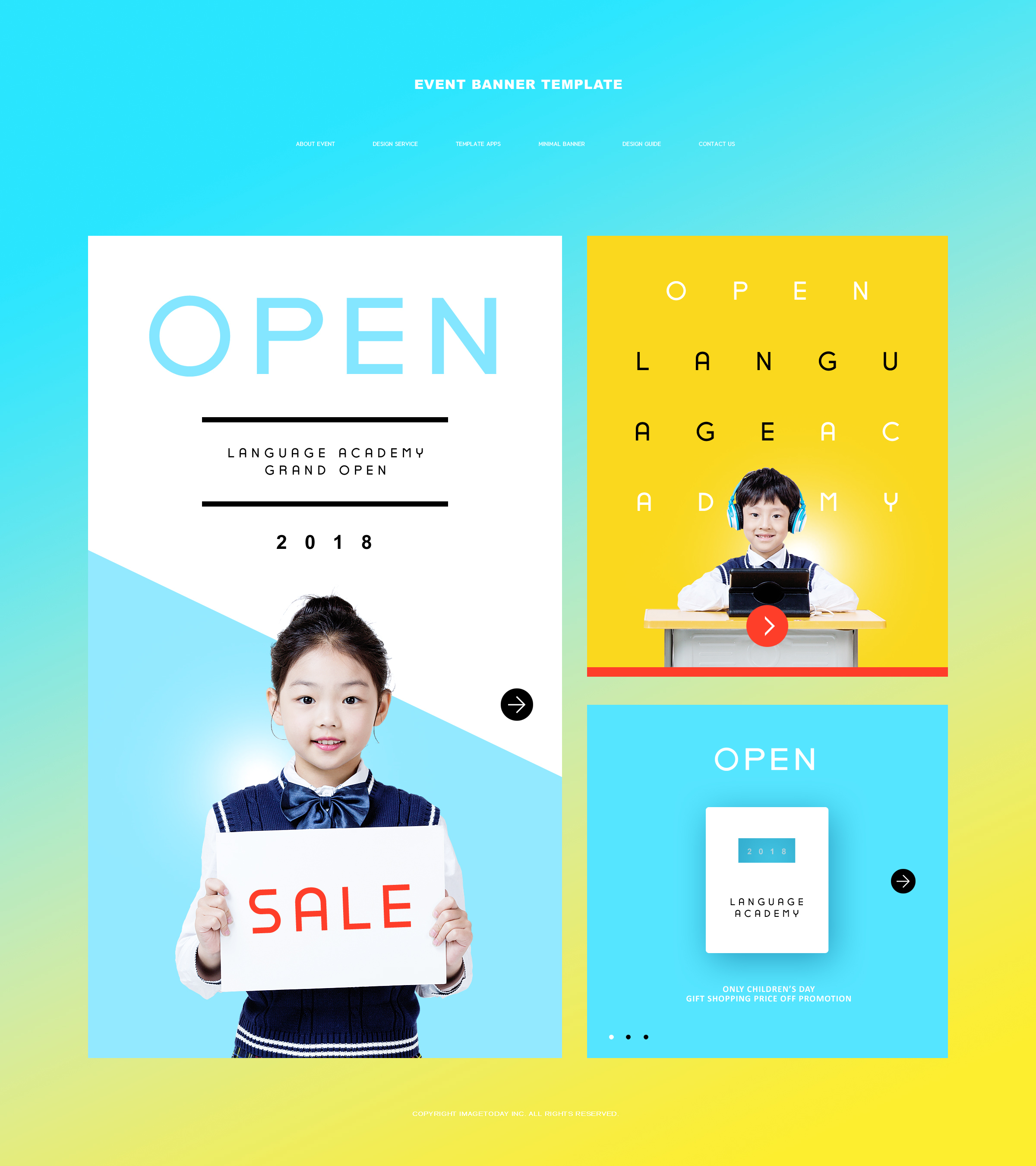 儿童学习教育主题网站Banner设计模板