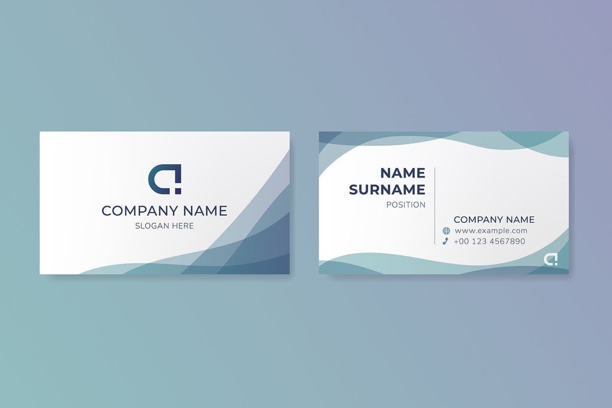现代简约风设计蓝色企业名片设计模板 Modern Blue Business Card Template