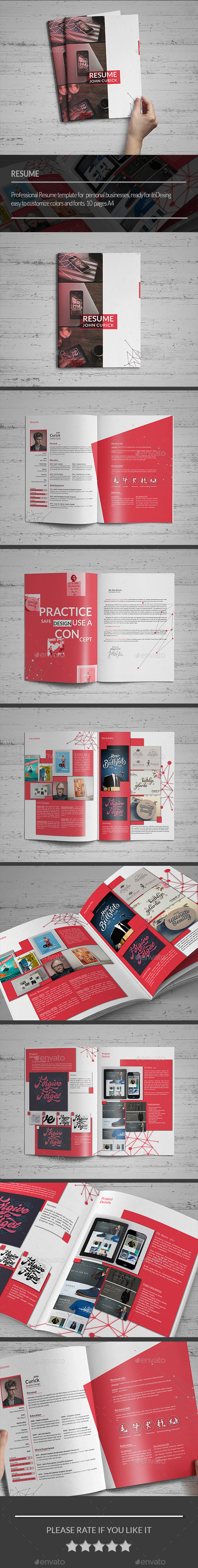 适合任何行业的时尚个人简历楼书画册手册杂志设计模板