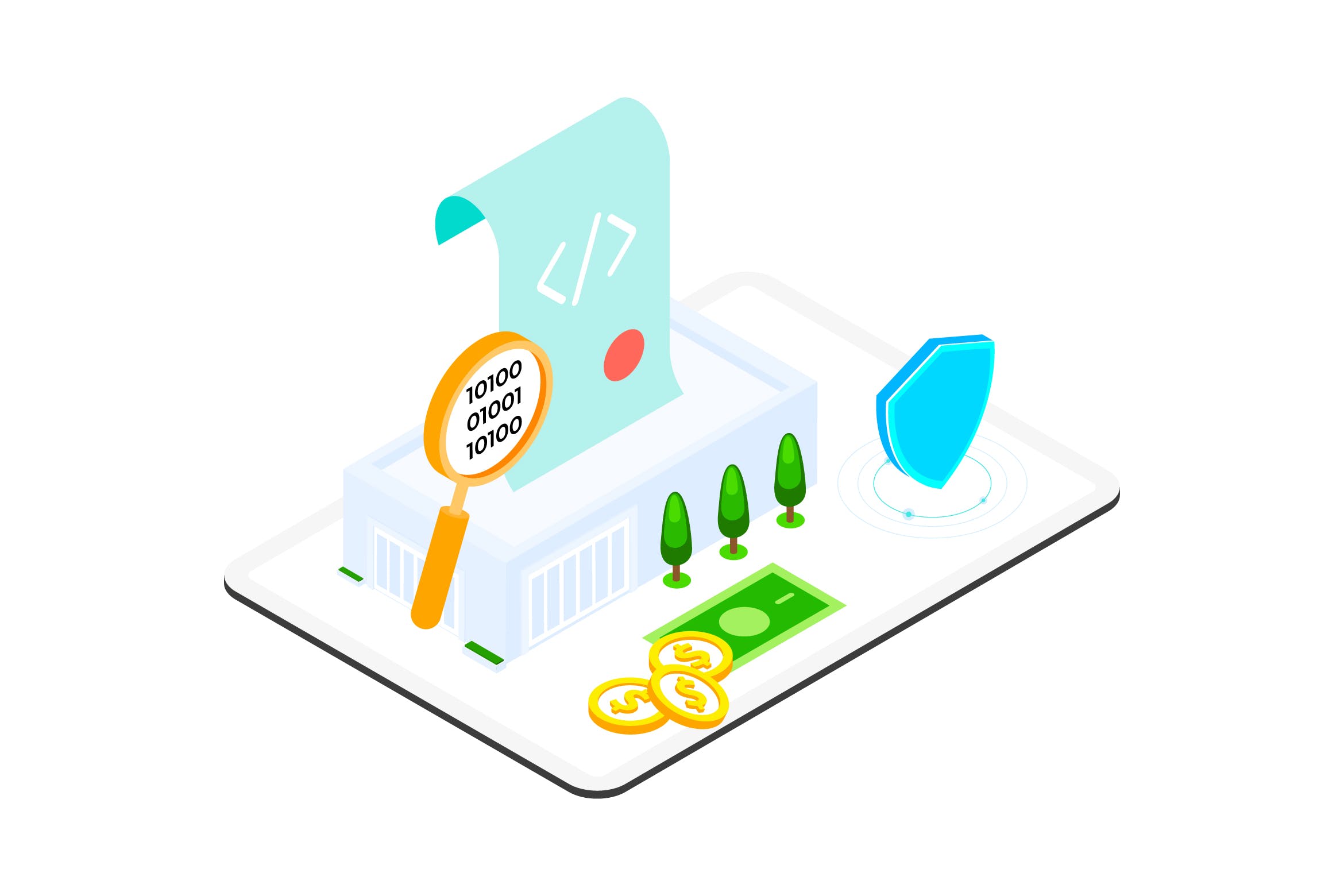 区块链技术智能合约概念插画素材v3 Smart Contract on Blockchain Isometric  3 – TU