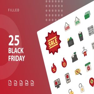 黒五电商购物节日主题填充图标素材 Black Friday Filled