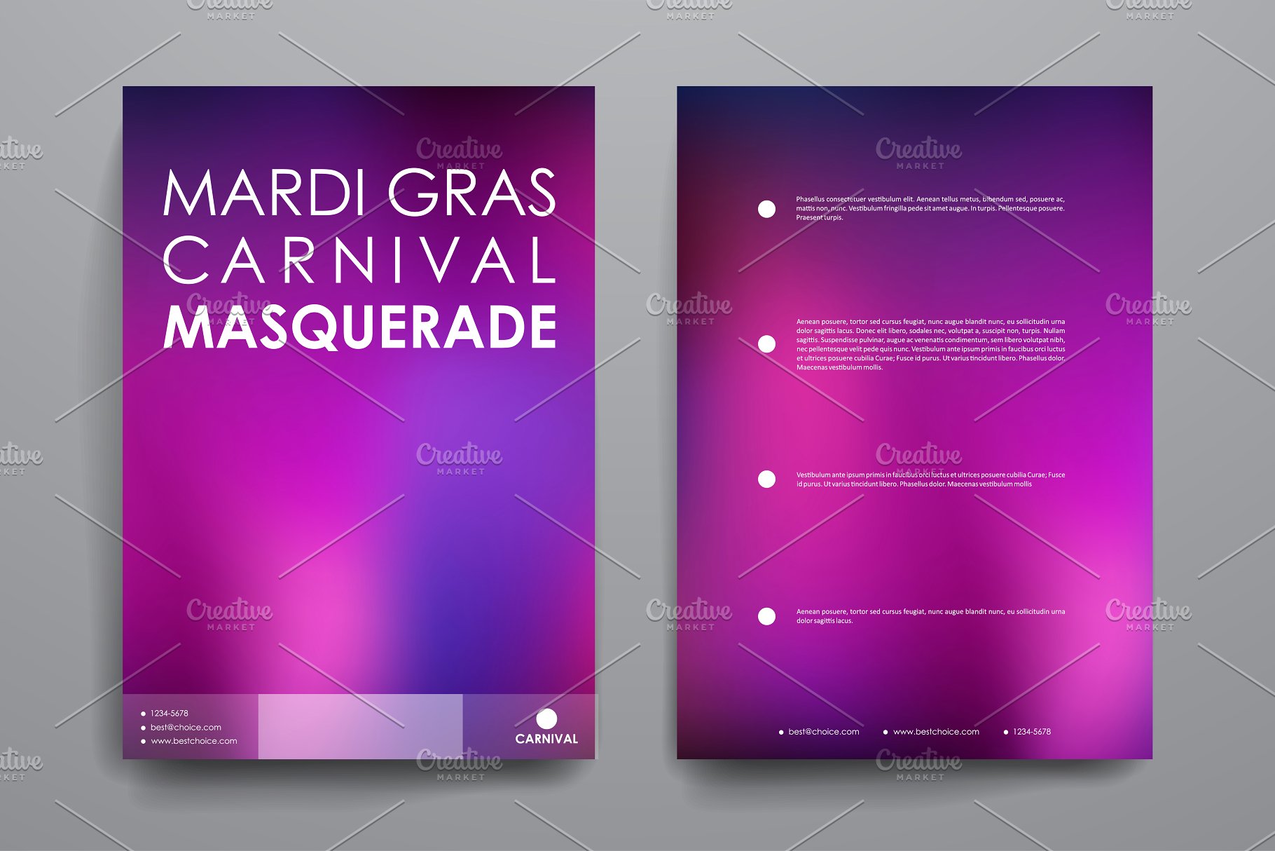 狂欢节主题画册模板 Mardi Gras Brochures