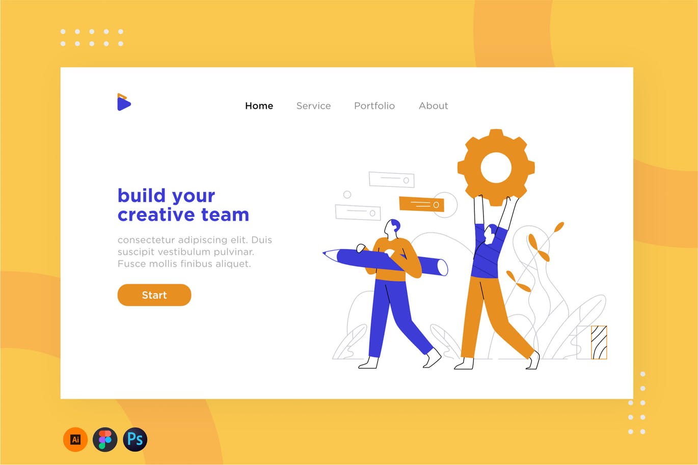 团队管理主题网站设计概念插画素材 Team work illustration for website 1.1