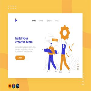 团队管理主题网站设计概念插画素材 Team work illustration for website 1.1