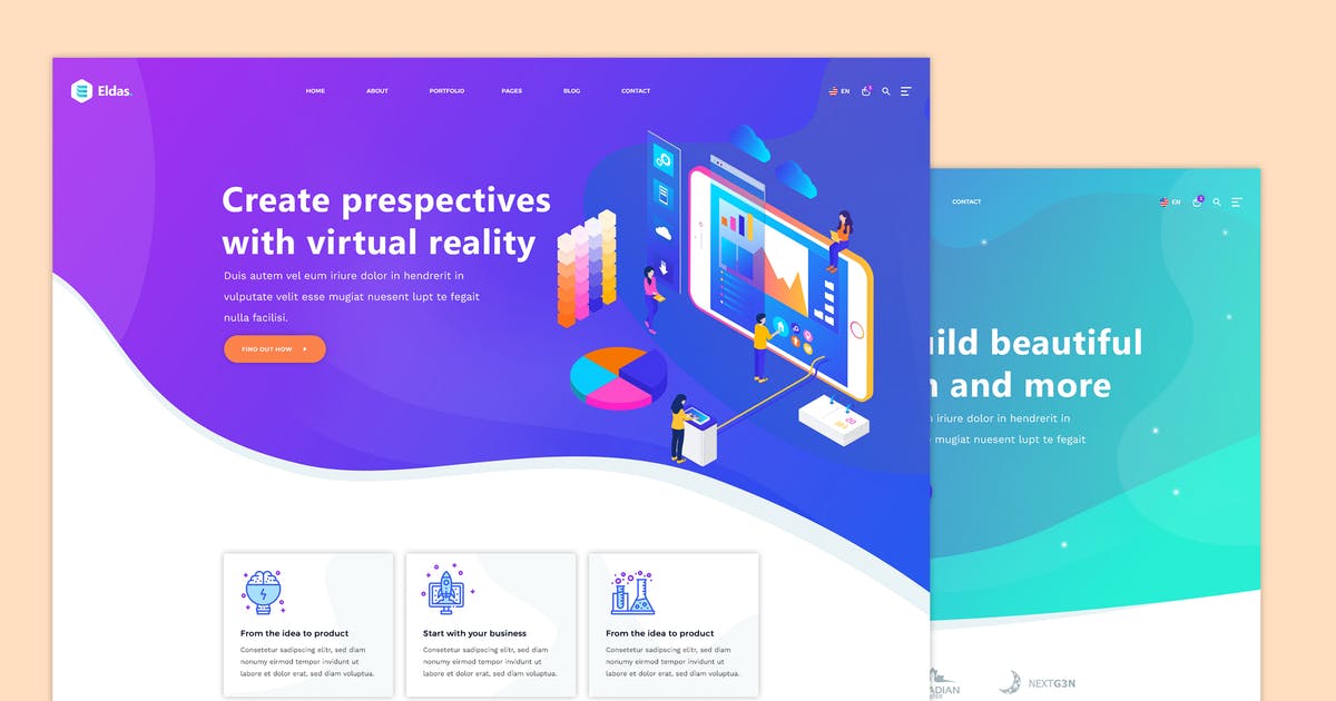 等距概念插画创意互联网产品网站着陆页设计模板