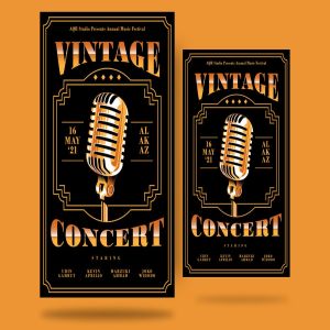 复古音乐会海报设计PSD模板 Vintage Concert Flyer