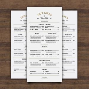 复古轻食餐厅/吧台菜单设计PSD模板 Vintage Kitchen & Bar Menu