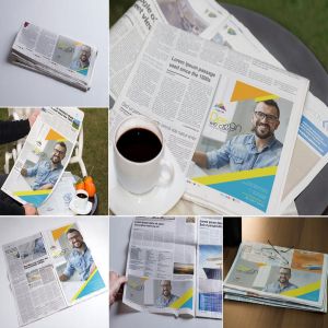 报纸印刷广告位置展示样机 Newspaper Print Ad Design Mockups