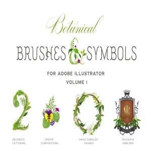 植物图案AI笔刷与符号 Botanical Brushes & Symbols