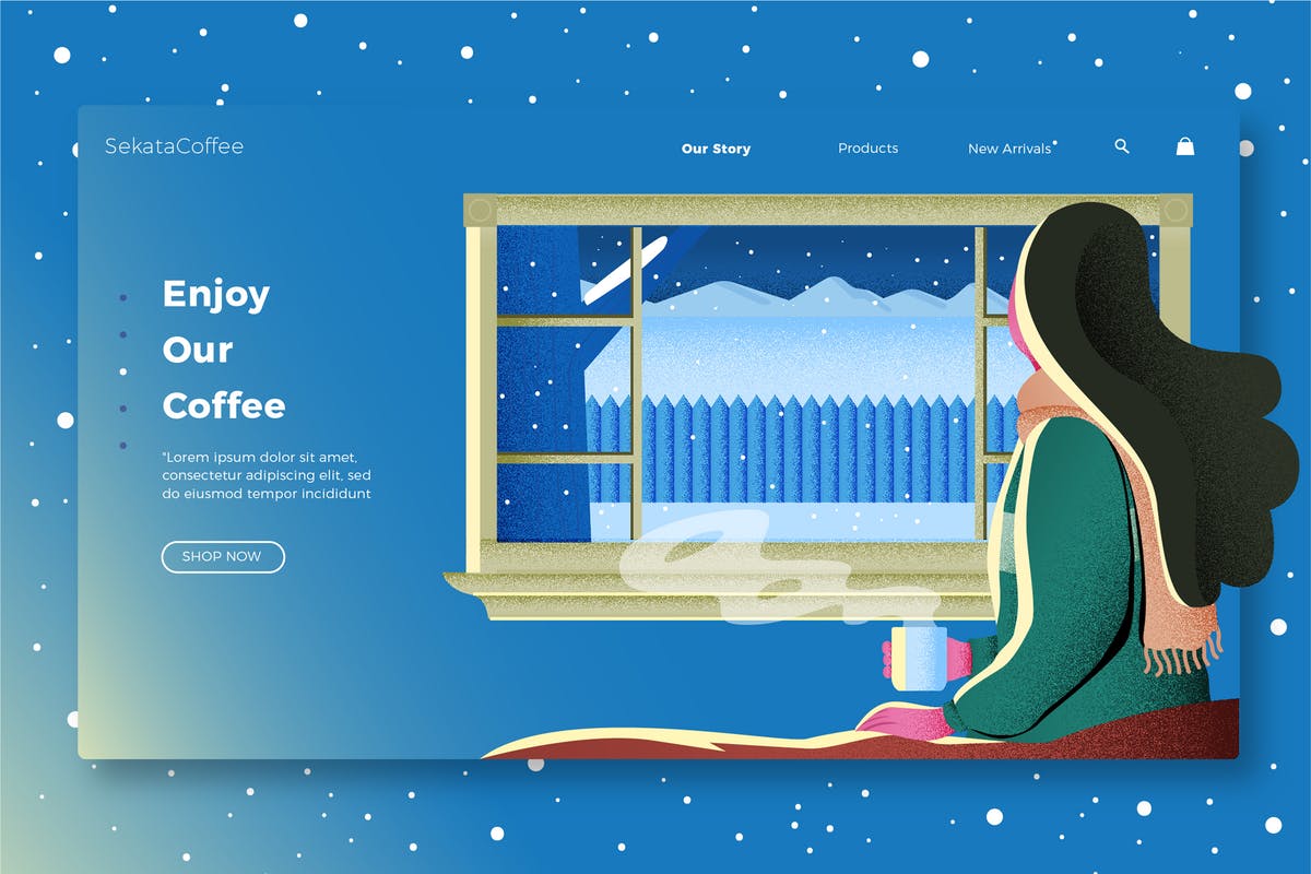 咖啡品牌网站Banner&着陆页页面模板 Coffee – Banner & Landing Page