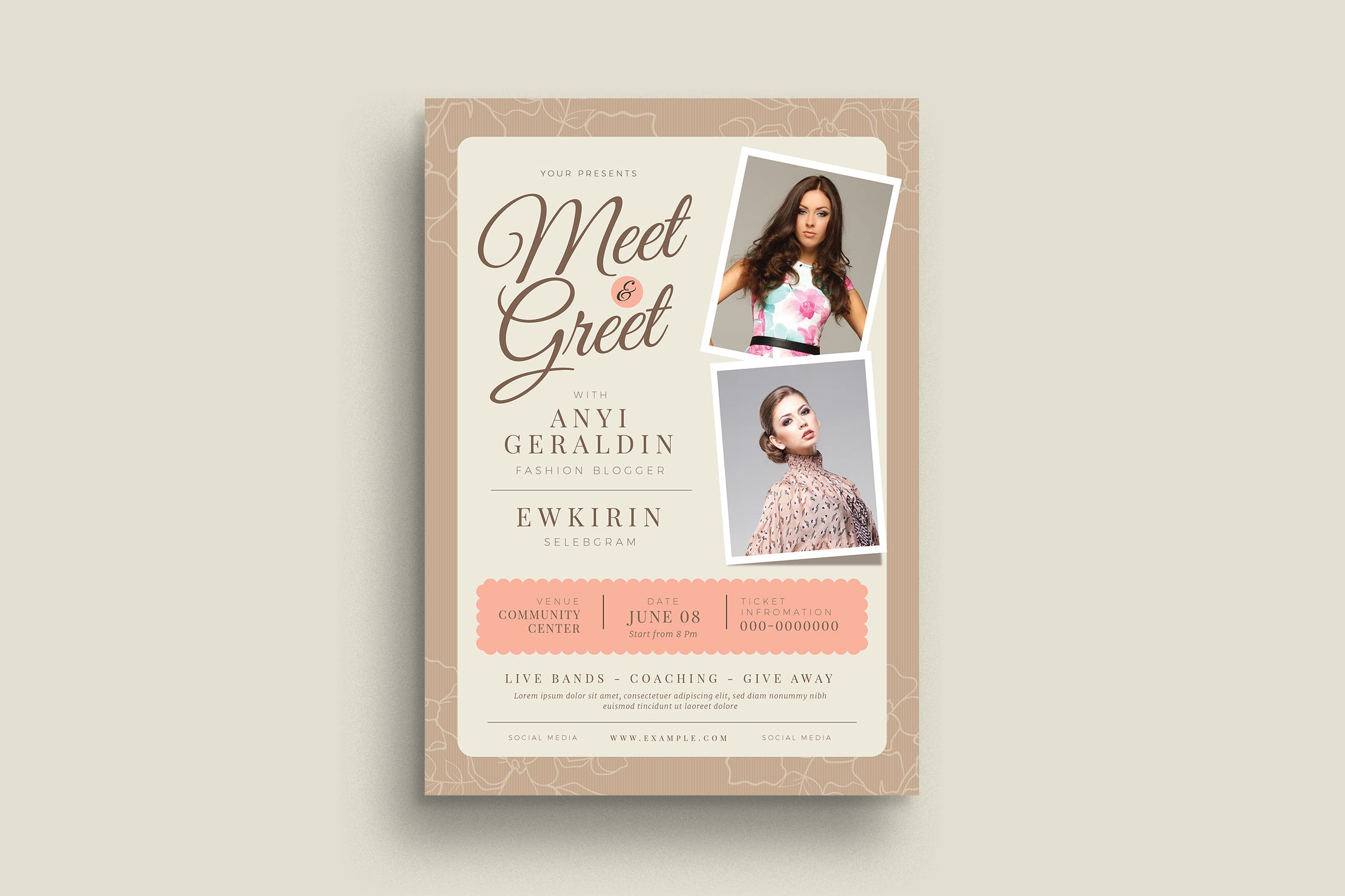 明星见面会/人物演讲座谈活动海报设计模板 Meet & Greet Flyer