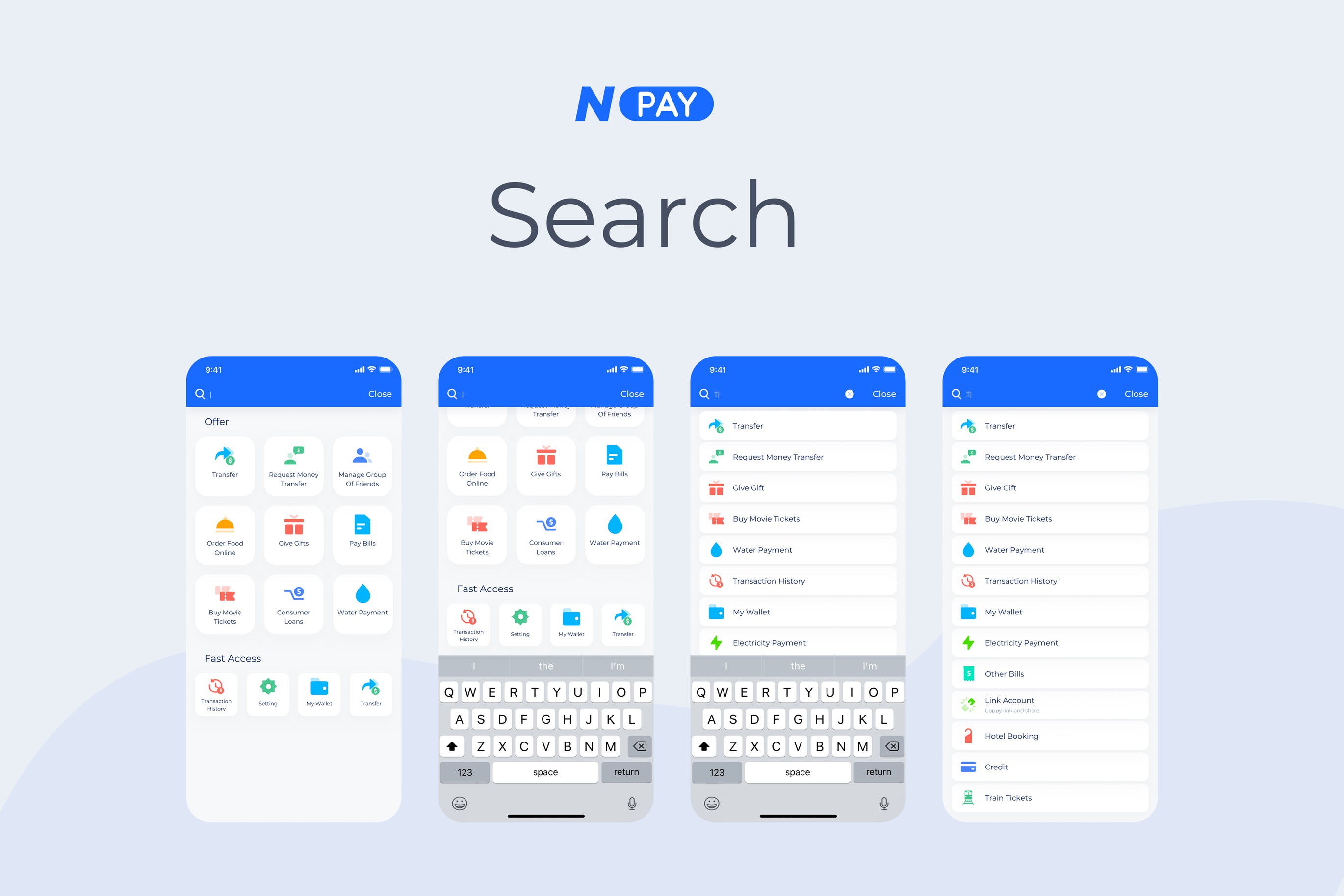 电子钱包APP应用UI设计之搜索界面设计模板 Search – Wallet Mobile UI – N