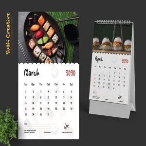 寿司日式料理店定制设计2020年日历表设计模板 2020 Sushi Asian Resto Creative Calendar Pro插图3