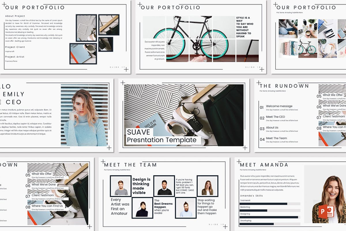 时尚单色创意多用途PPT幻灯片模板 Suave – Powerpoint Template