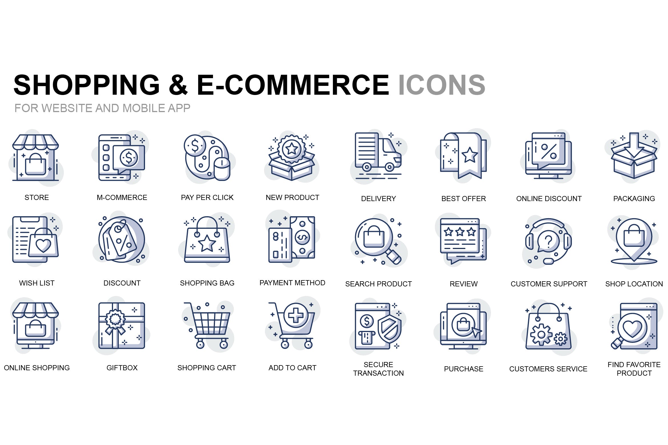 购物&电子商务主题细线图标线性图标素材 Shopping and E-Commerce Thin Line Icons