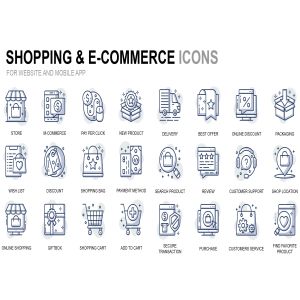 购物&电子商务主题细线图标线性图标素材 Shopping and E-Commerce Thin Line Icons