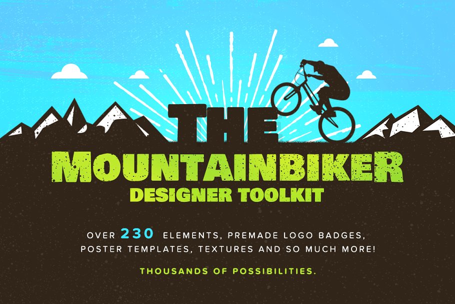 山地自行车极限运动品牌Logo模板 The Mountain Biker – Logo Badge Kit