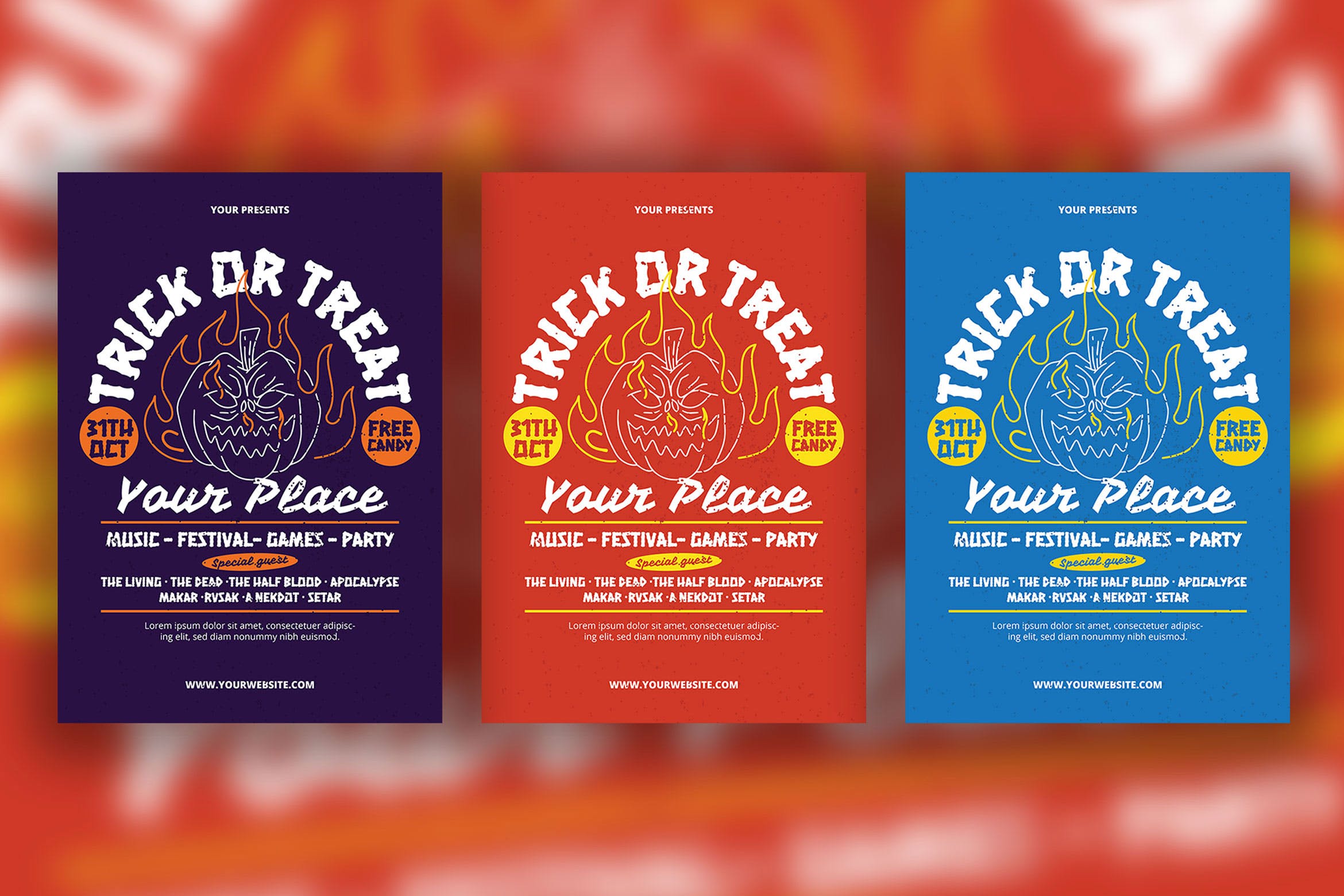 万圣节不给糖就捣蛋主题海报设计模板 Halloween Trick or Treat