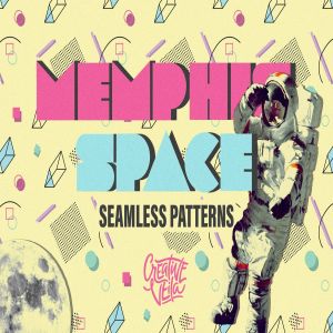 孟菲斯太空元素无缝图案纹理 Memphis Space Seamless Patterns