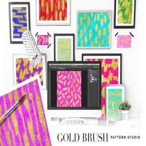 闪闪发光的金粉图层样式 Gold Brush Pattern Studio Photoshop插图1