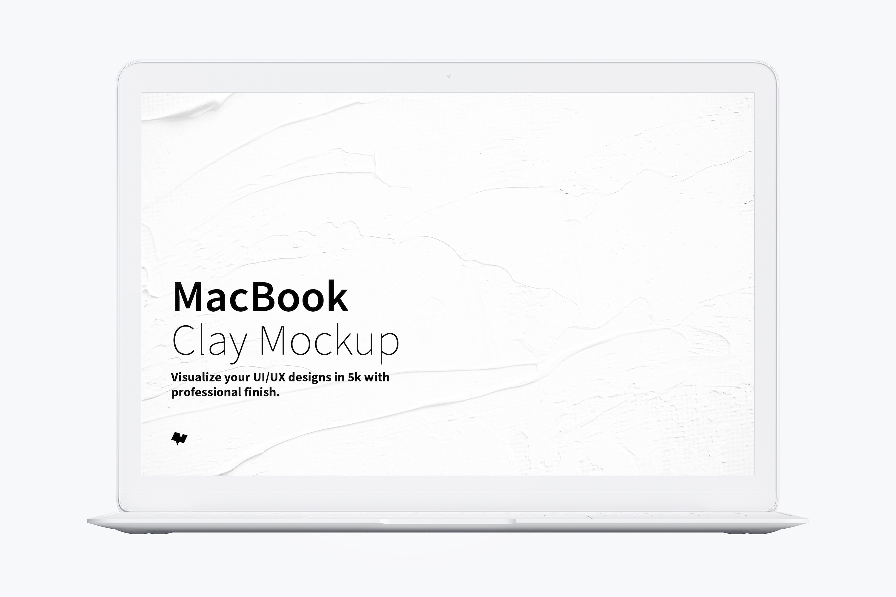 MacBook笔记本电脑Web网页界面设计效果图前视图样机 Clay MacBook Mockup, Front View