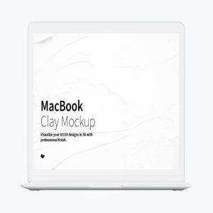 MacBook笔记本电脑Web网页界面设计效果图前视图样机 Clay MacBook Mockup, Front View