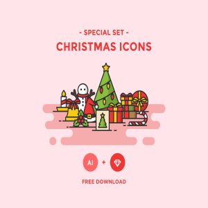 可爱矢量圣诞图标集 Free Christmas Icons