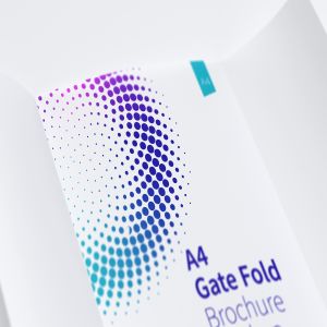 A4大小对折折叠企业宣传单设计效果图样机04 A4 Gate Fold Brochure Mockup 04