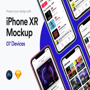iPhone Xr智能手机APP应用设计效果图预览样机 iPhone XR Mockup插图1