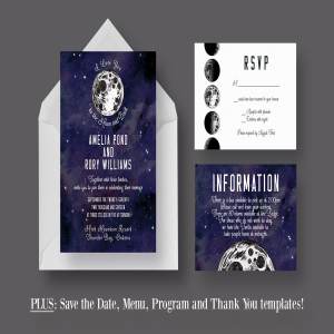 月亮星空背景婚礼设计物料模板 To the Moon and Back Wedding Suite