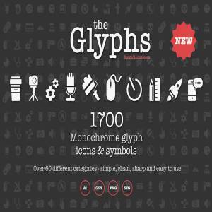 1700枚简约通用图标 The Glyphs 1700 icons & symbols