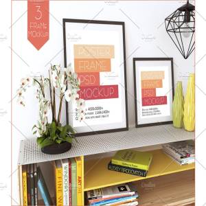 书房画框相框样机模板 Frame Mockups (3 PSD)